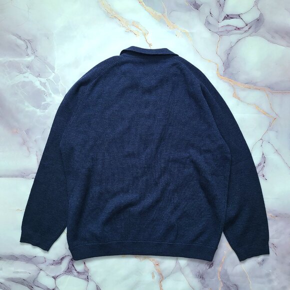 FILSON 100% Wool Polo Sweater Men's XL Navy Jumper Pullover - Picture 8 of 9